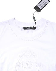 T-shirt Dolce &amp; Gabbana blanc en coton à col rond et logo floral