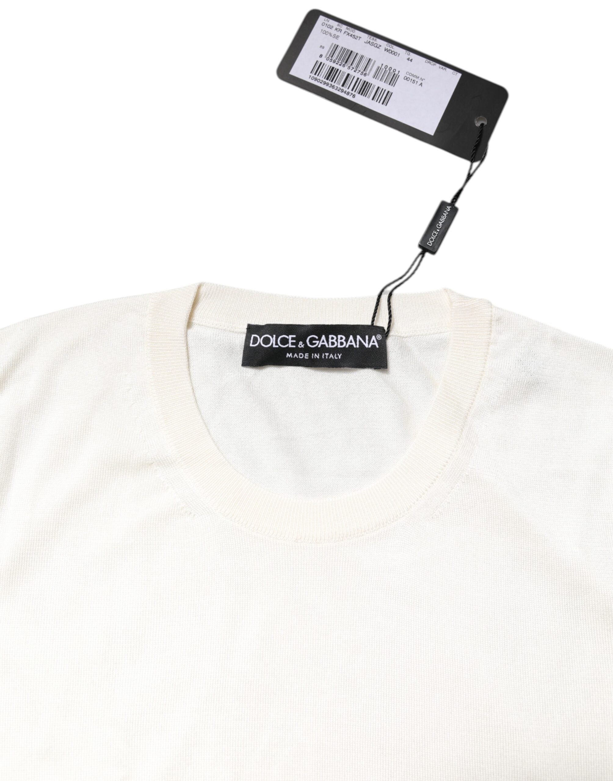 Débardeur sans manches en soie blanche à col rond Dolce &amp; Gabbana