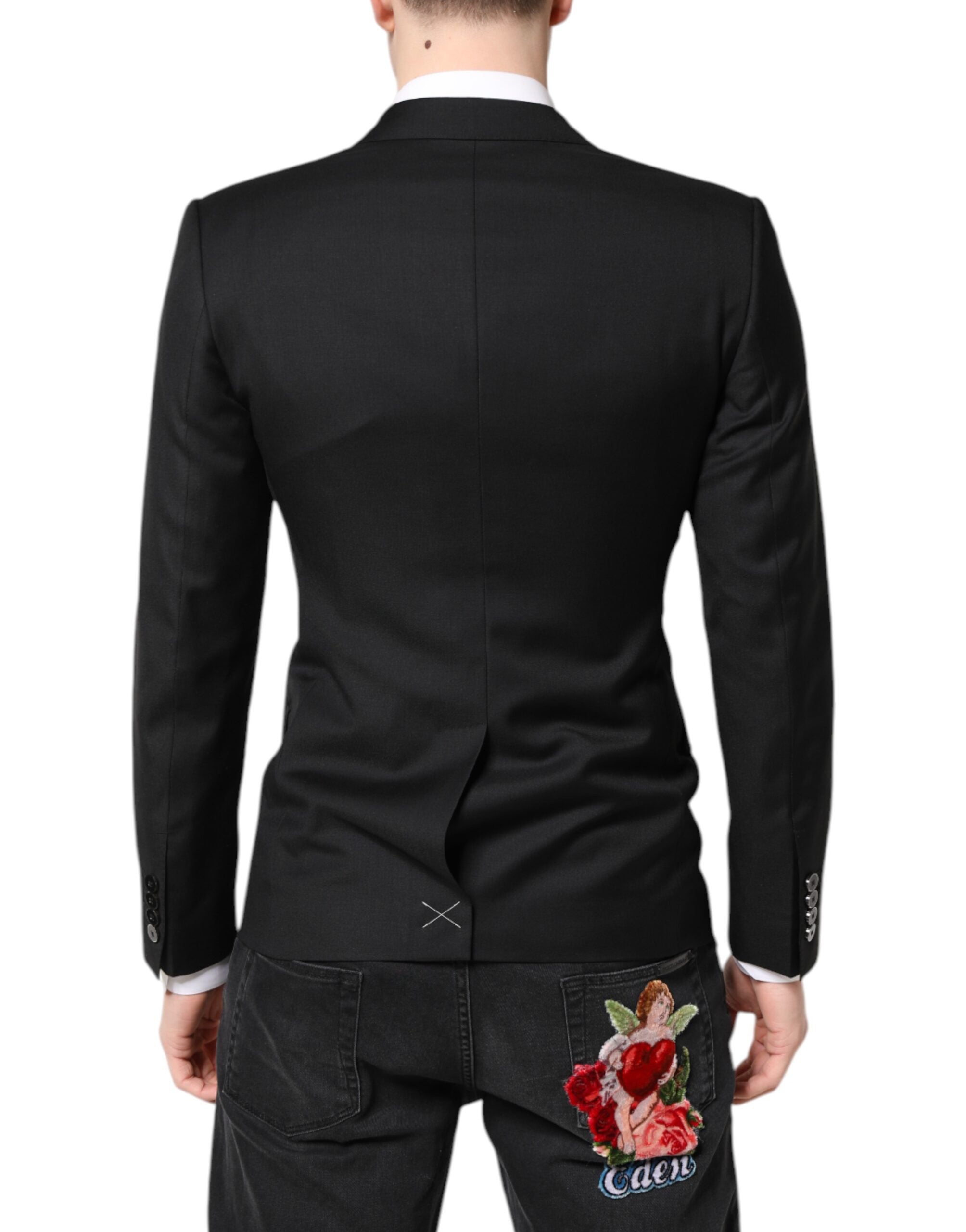 Dolce &amp; Gabbana Schwarzer MARTINI Zweireiher-Mantelblazer