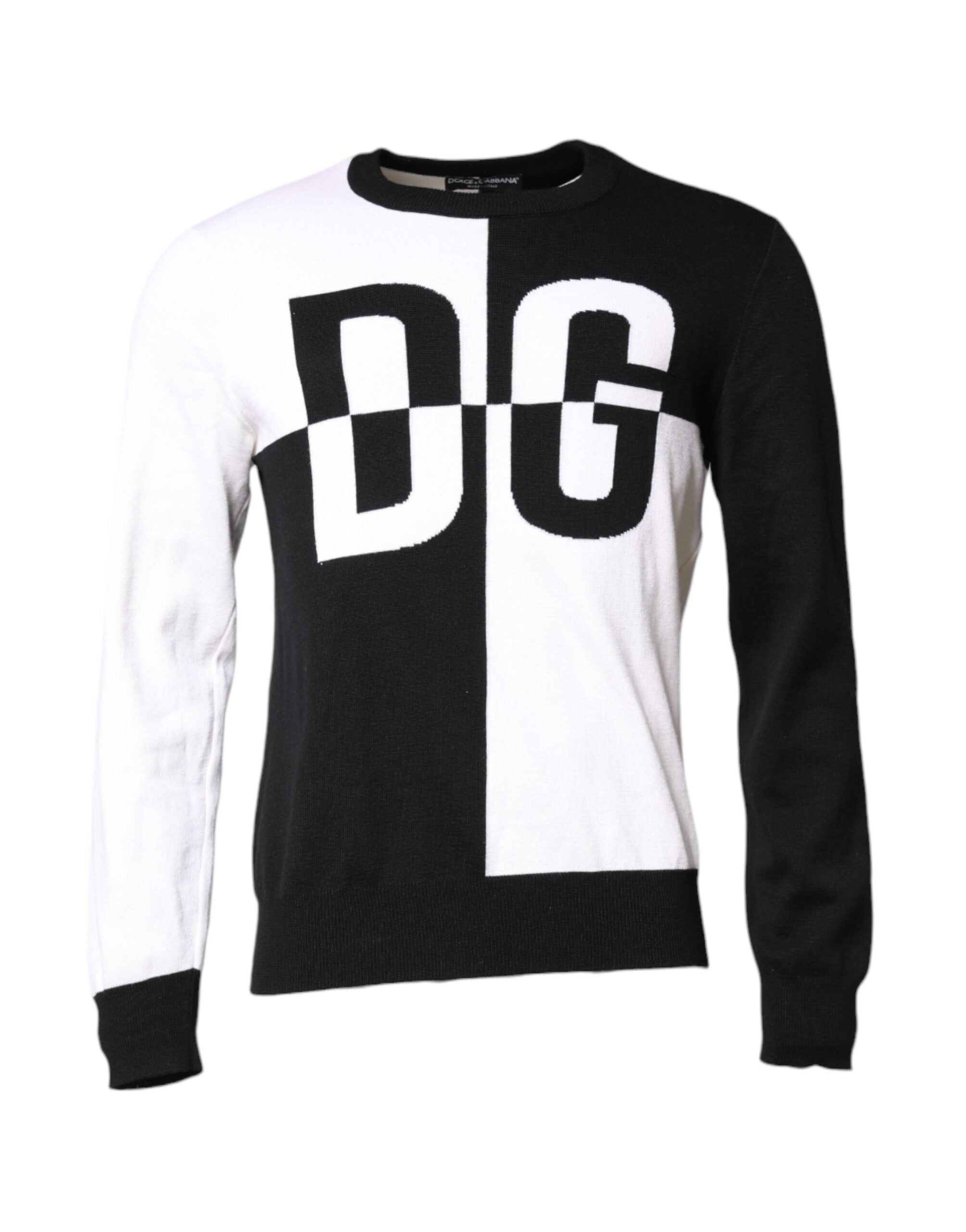 Dolce &amp; Gabbana Pullover mit Logoprint, schwarz-weiß, Strick