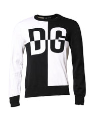 Dolce &amp; Gabbana Pullover mit Logoprint, schwarz-weiß, Strick