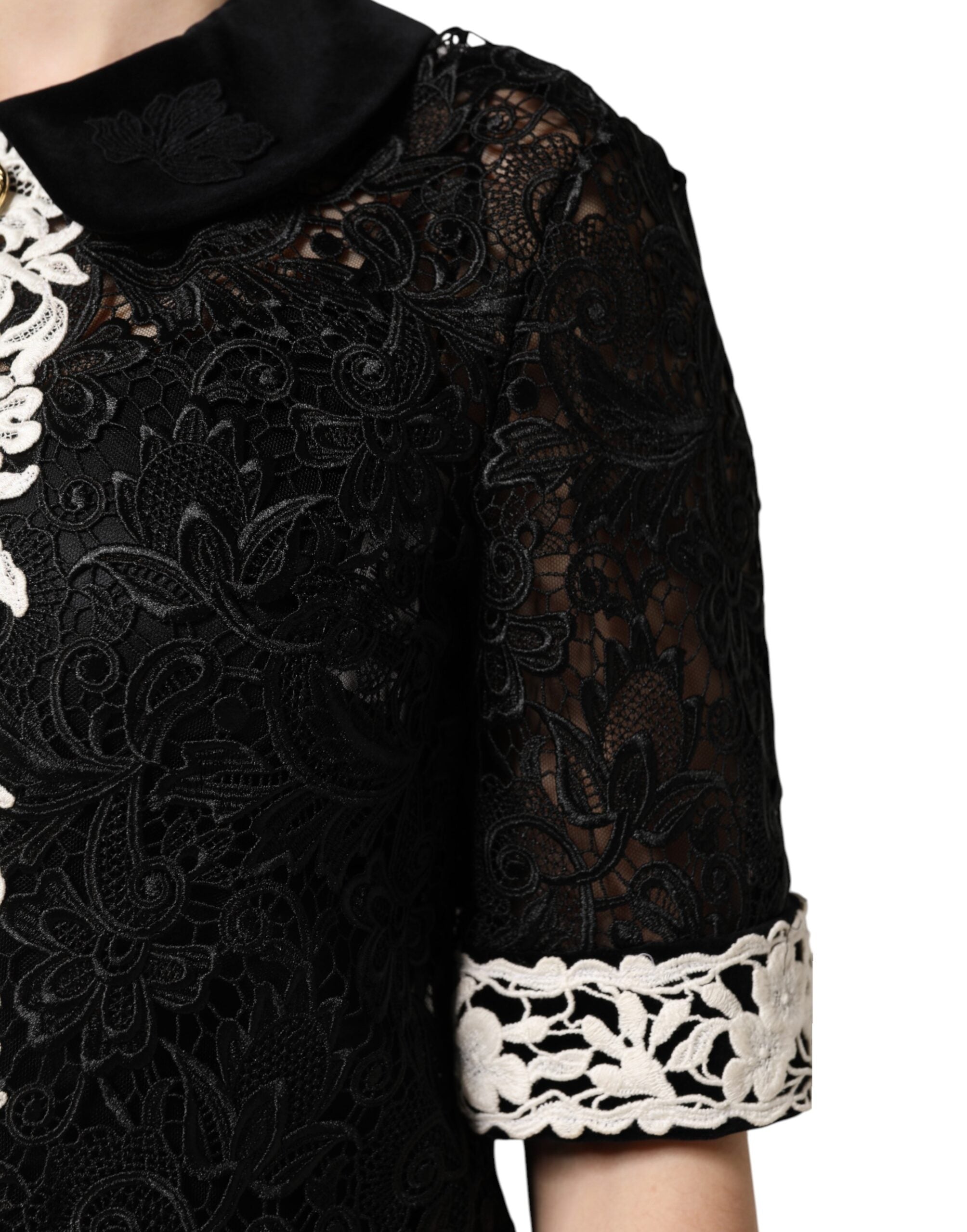 Robe courte Dolce &amp; Gabbana noire ornée de dentelle florale