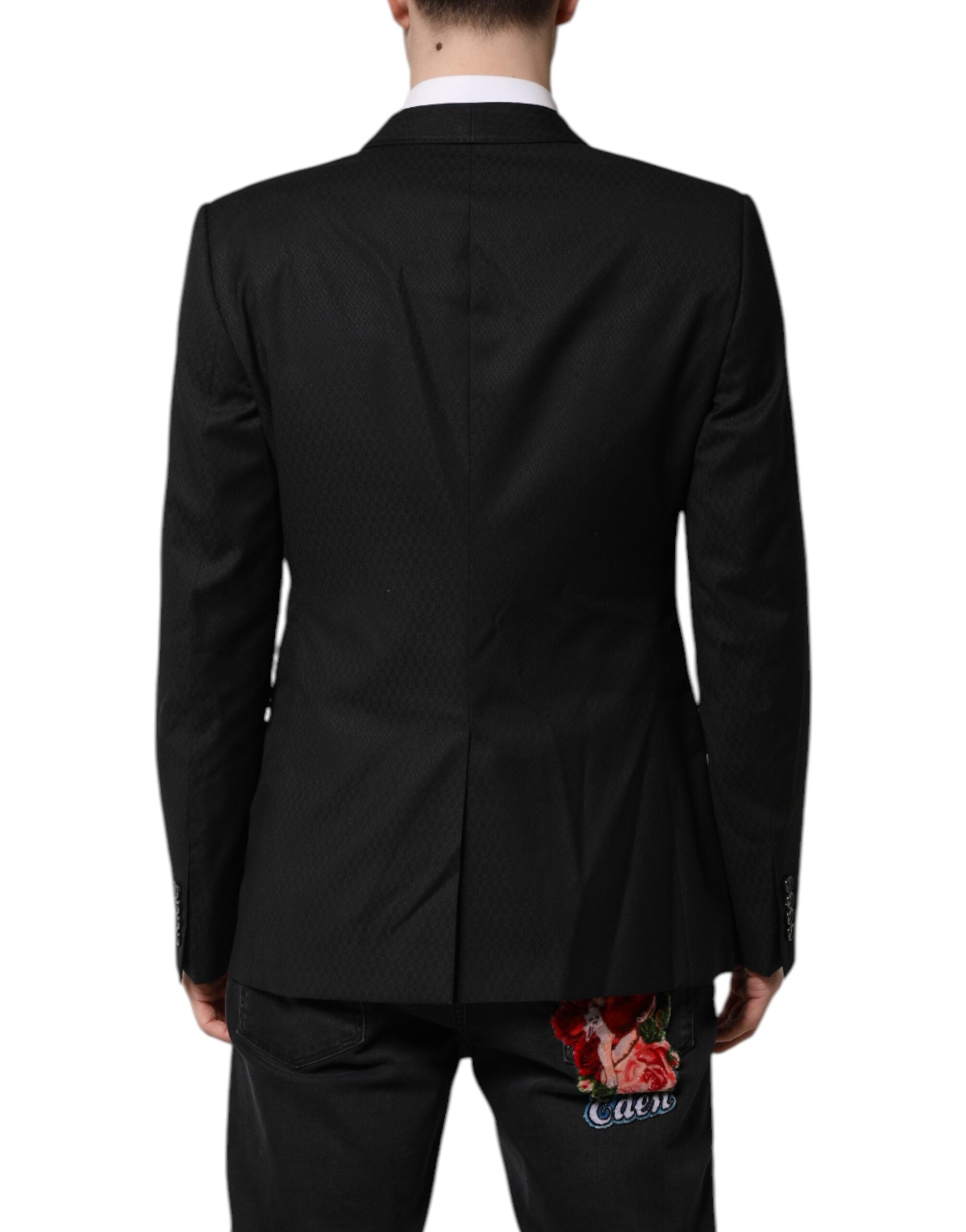 Dolce &amp; Gabbana Schwarzer GOLD Einreihiger Anzug Blazer