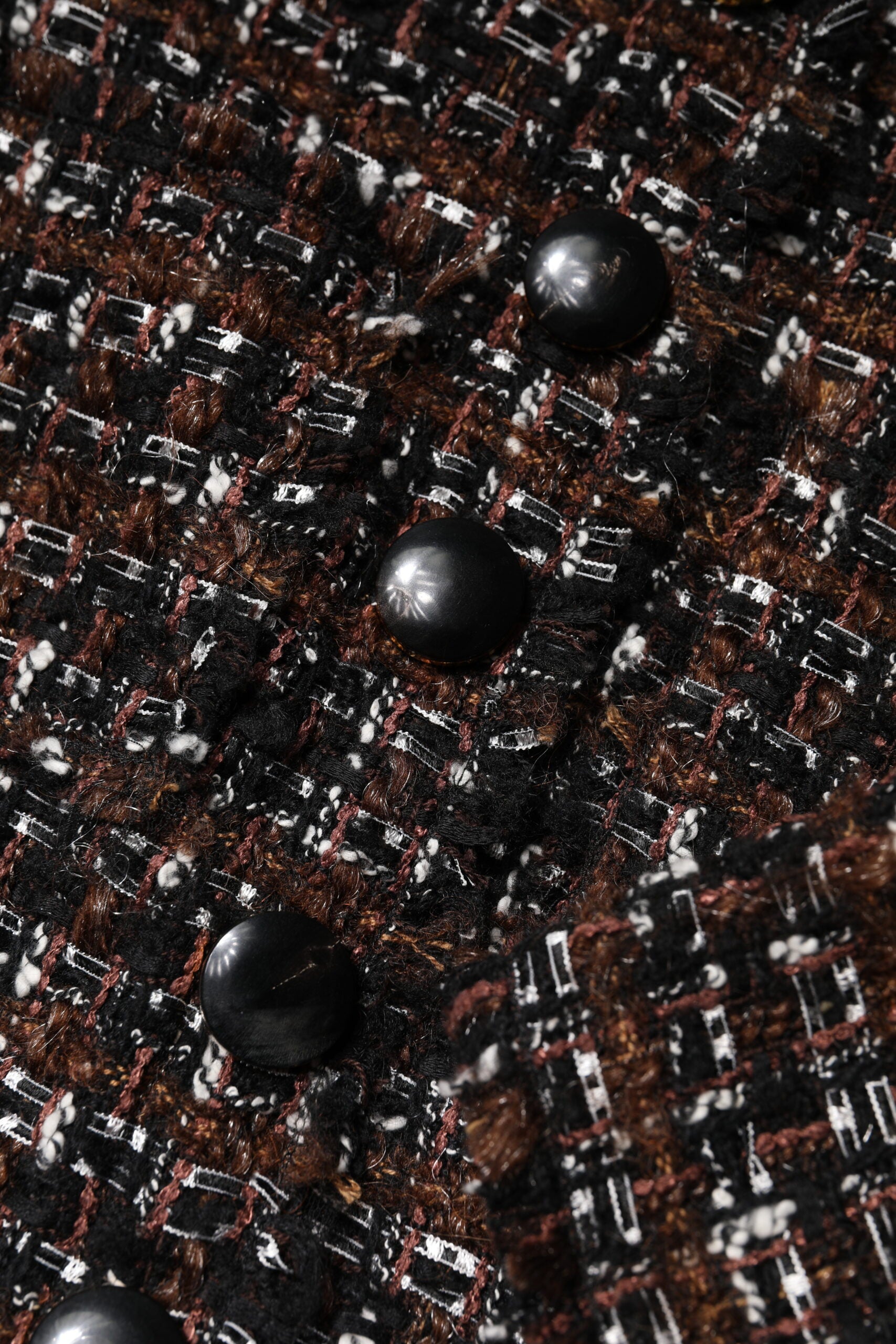 Dolce &amp; Gabbana braunes Tweed-Minikleid mit kurzen Ärmeln und A-Linien-Profil