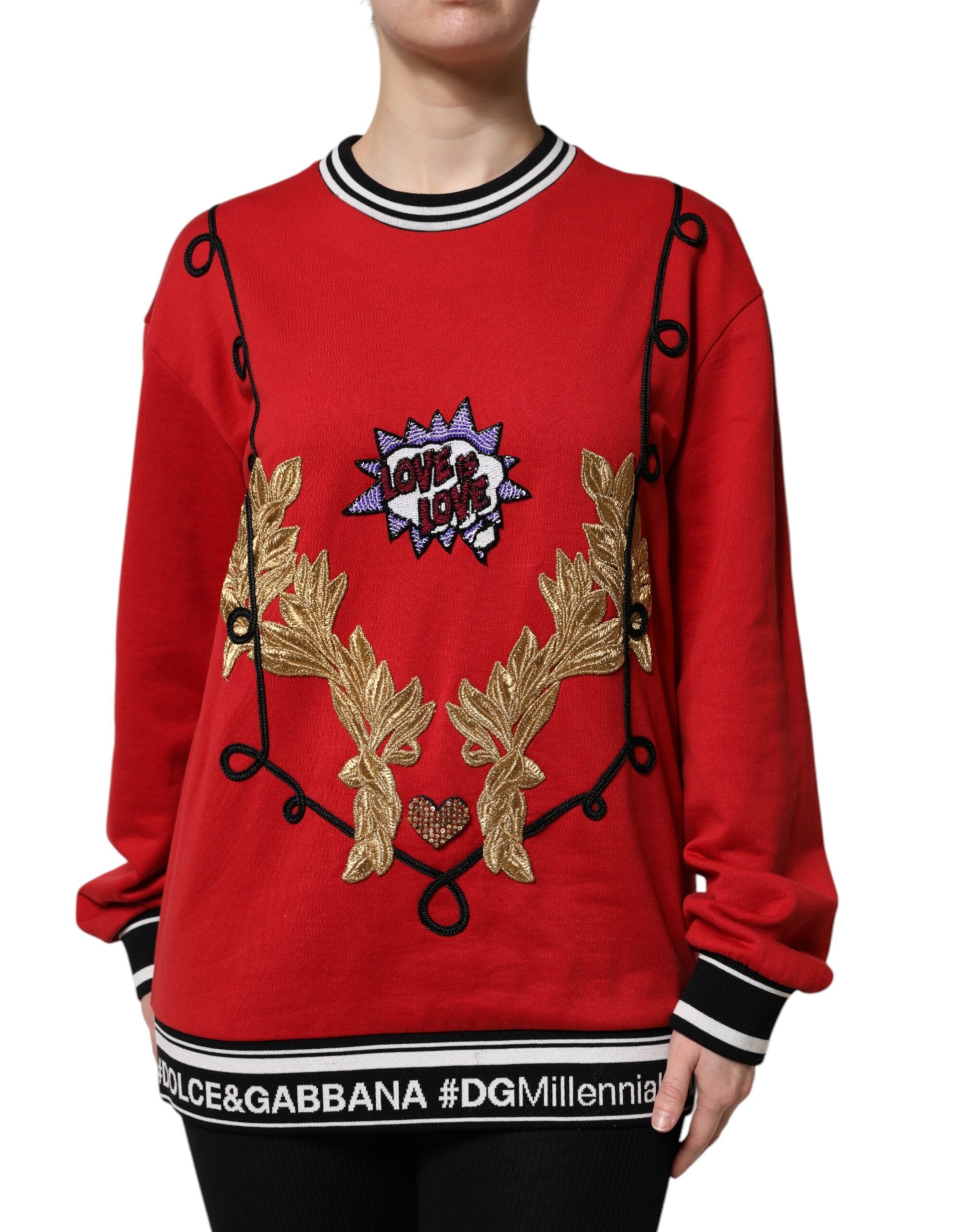 Dolce &amp; Gabbana Roter Baumwollpullover mit Pailletten