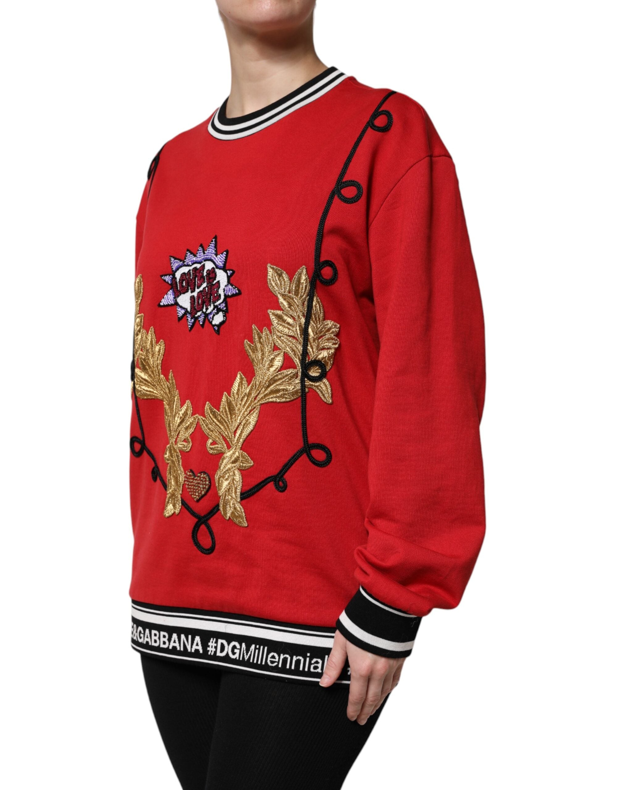 Dolce &amp; Gabbana Roter Baumwollpullover mit Pailletten