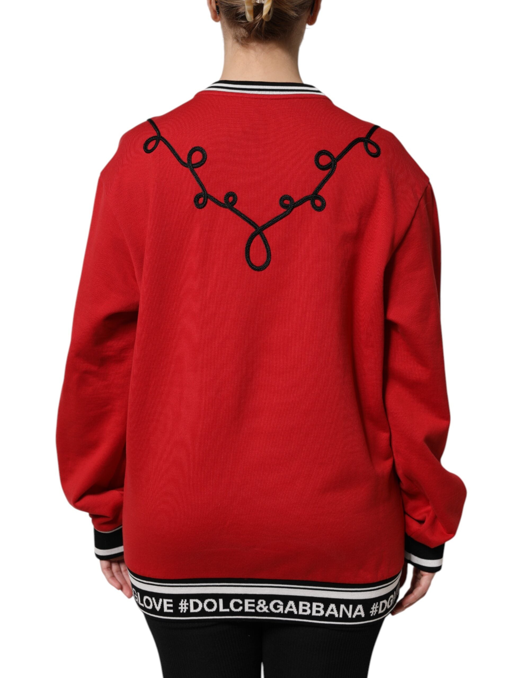 Dolce &amp; Gabbana Roter Baumwollpullover mit Pailletten