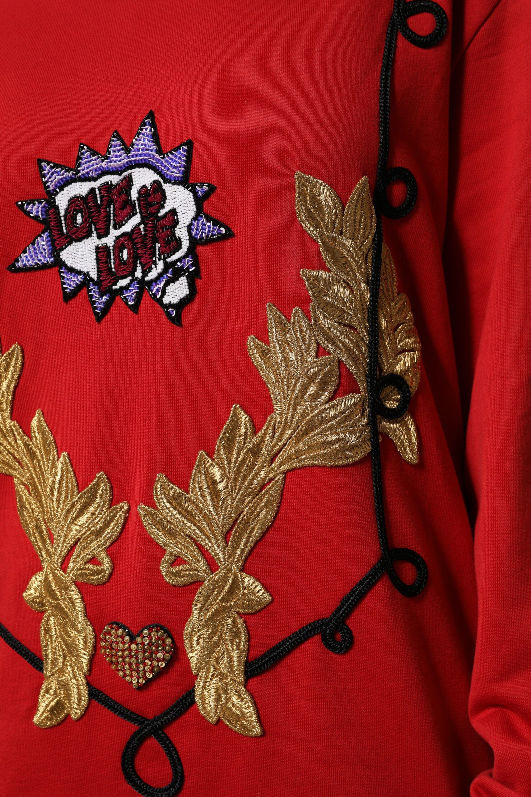 Dolce &amp; Gabbana Roter Baumwollpullover mit Pailletten