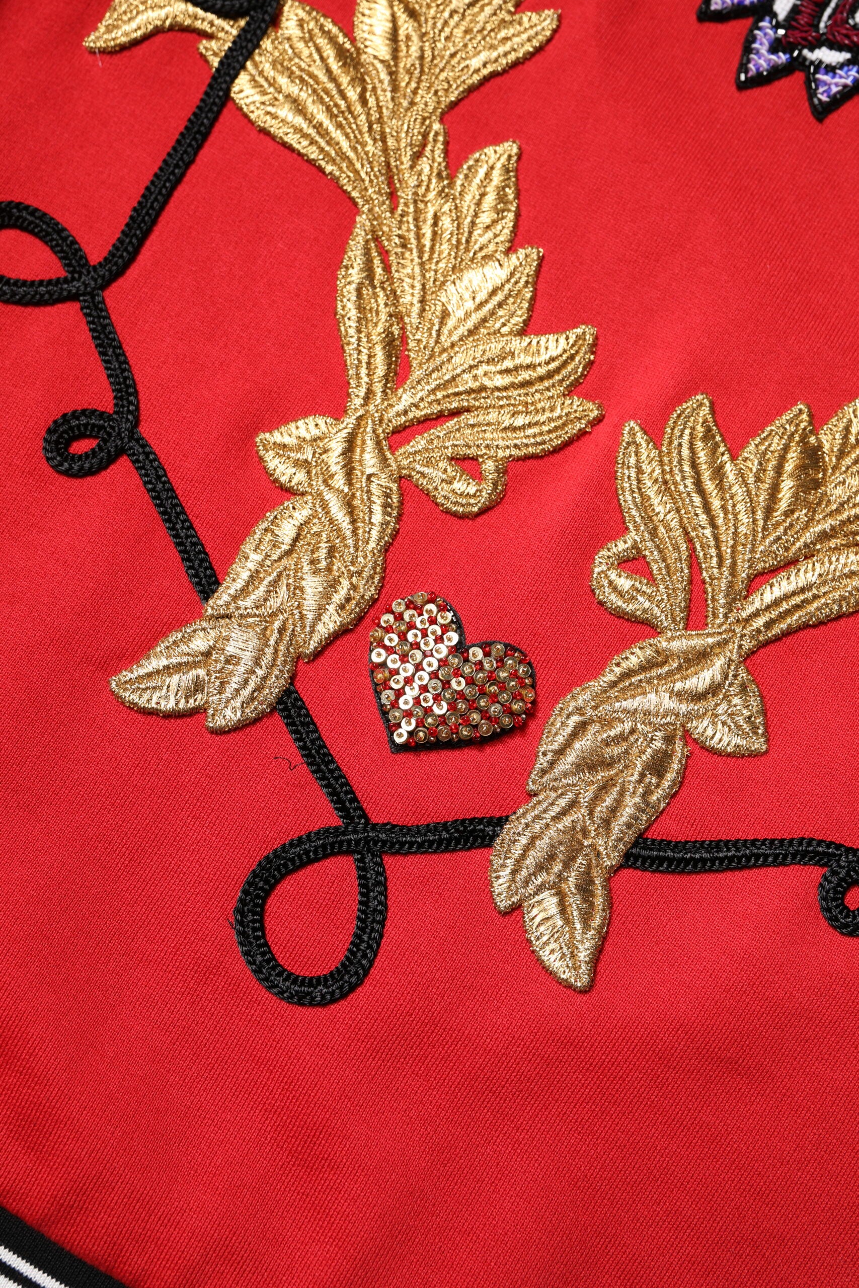 Dolce &amp; Gabbana Roter Baumwollpullover mit Pailletten