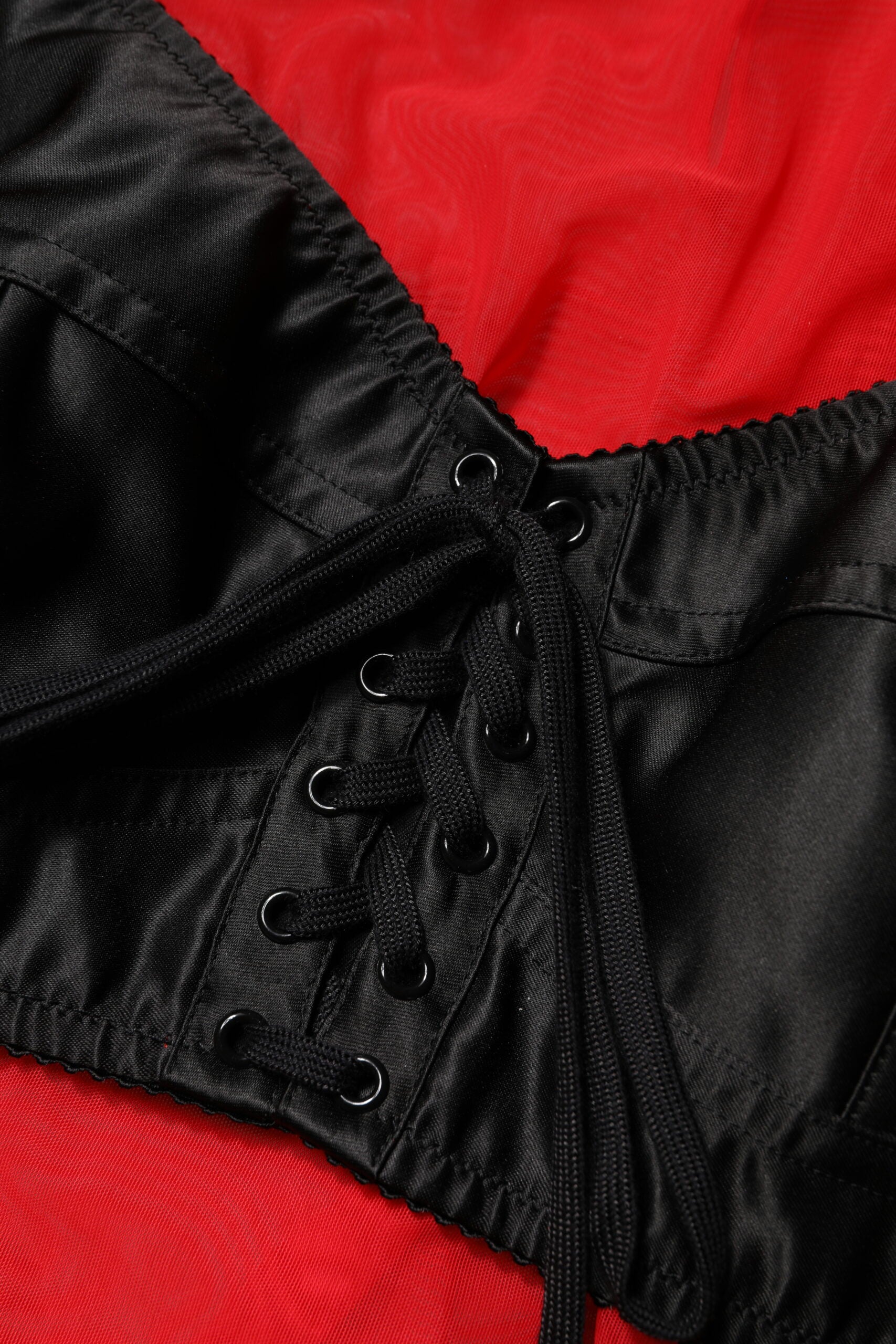 Dolce &amp; Gabbana Rot-Schwarzes Bustier-Detail Langarmtop
