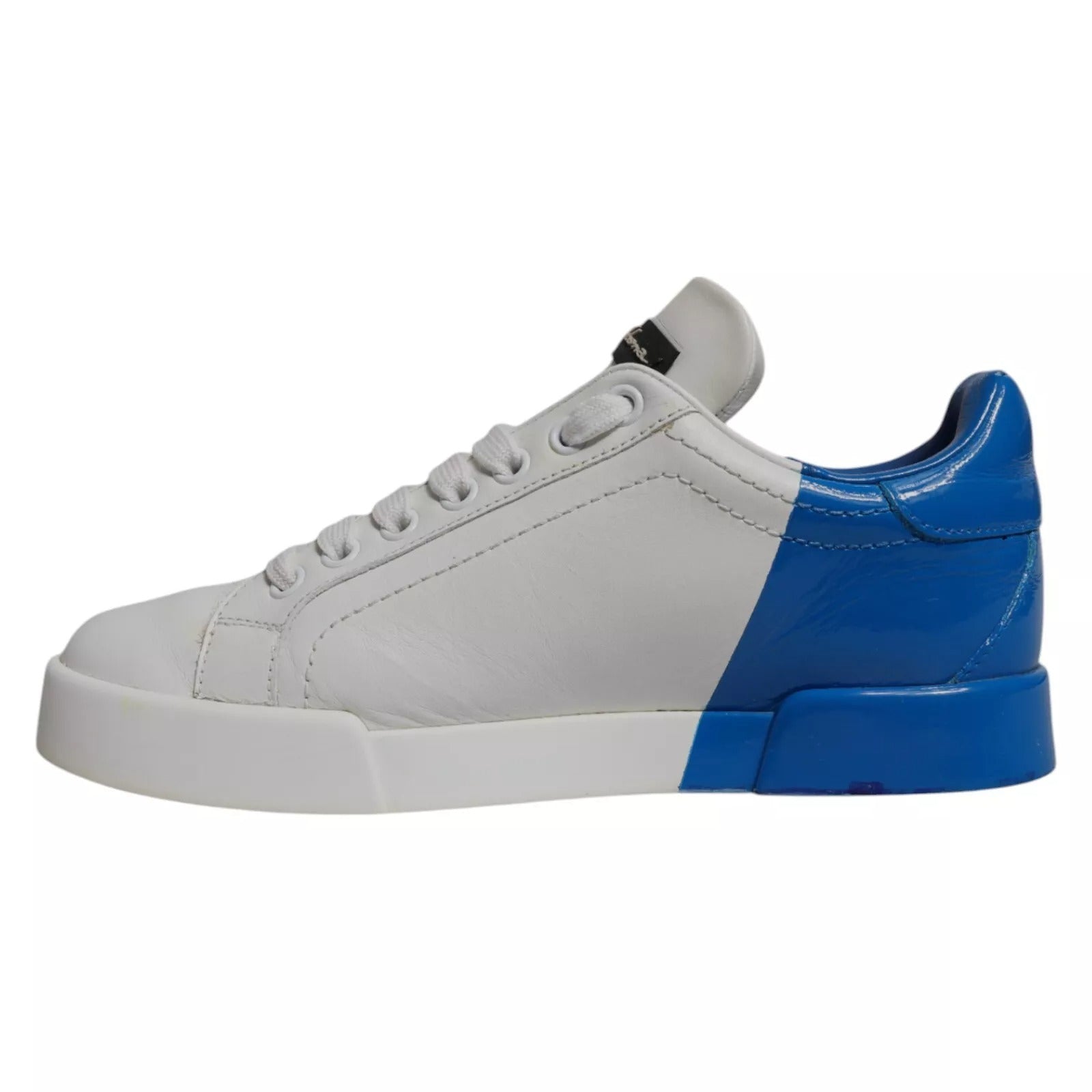 Dolce &amp; Gabbana Portofino Sneakers in Weiß und Blau mit Logo