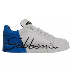 Dolce &amp; Gabbana Portofino Sneakers in Weiß und Blau mit Logo