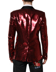 Dolce &amp; Gabbana roter Blazer „SICILIA“ mit Paillettenbesatz