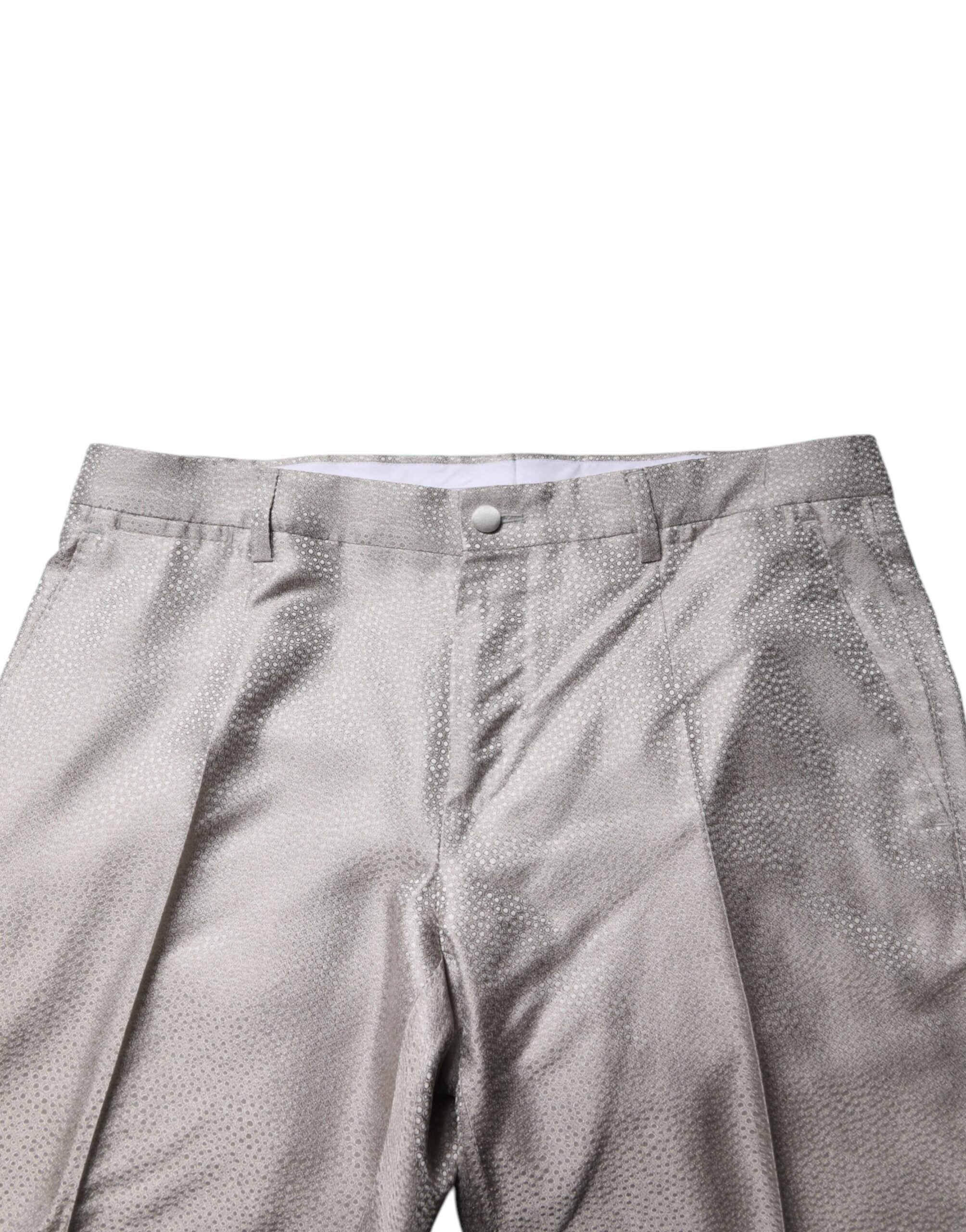 Dolce &amp; Gabbana zweiteiliger Anzug aus hellgrauer Jacquard-Seide mit Punkten