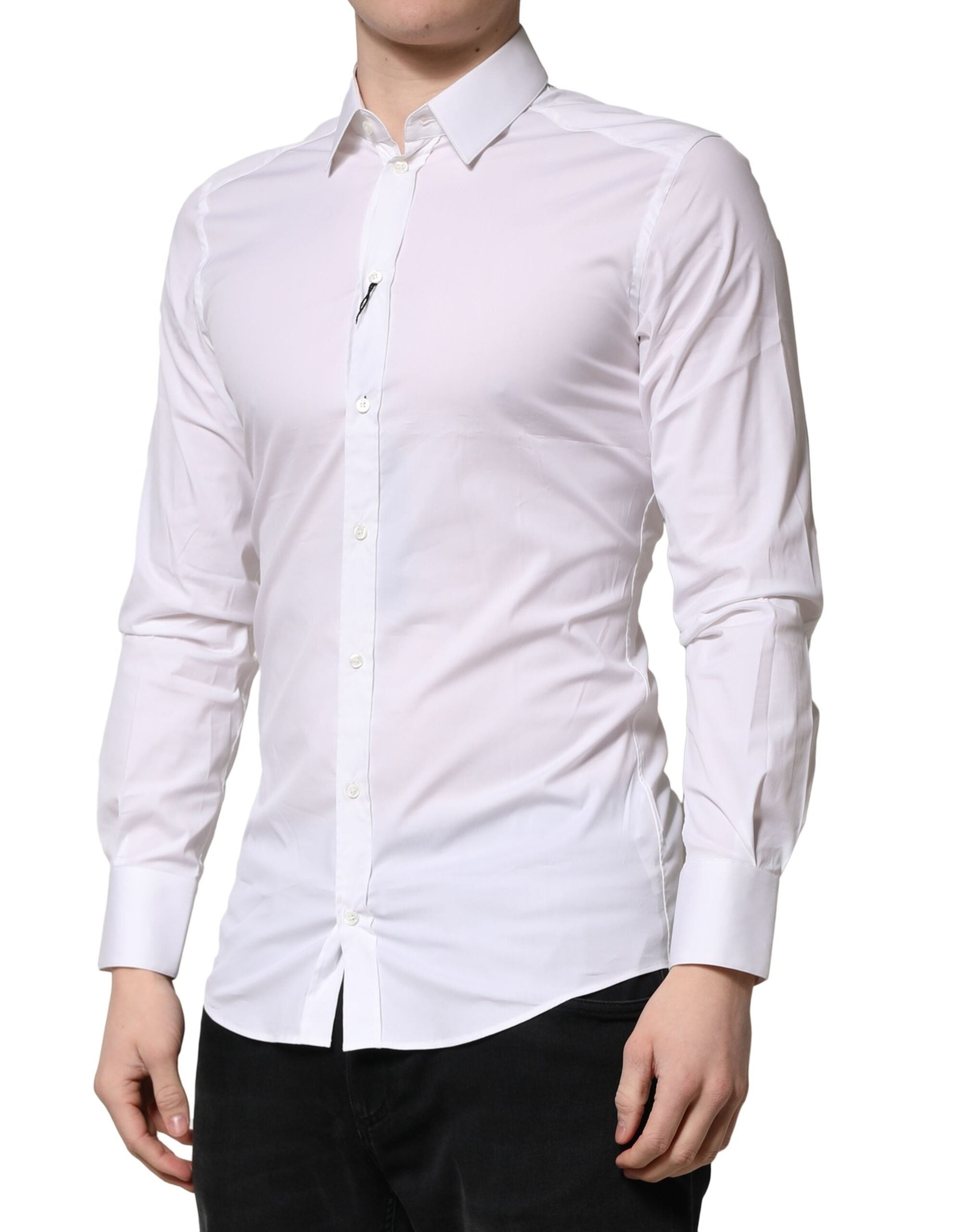Chemise habillée formelle pour homme Dolce &amp; Gabbana en coton blanc doré