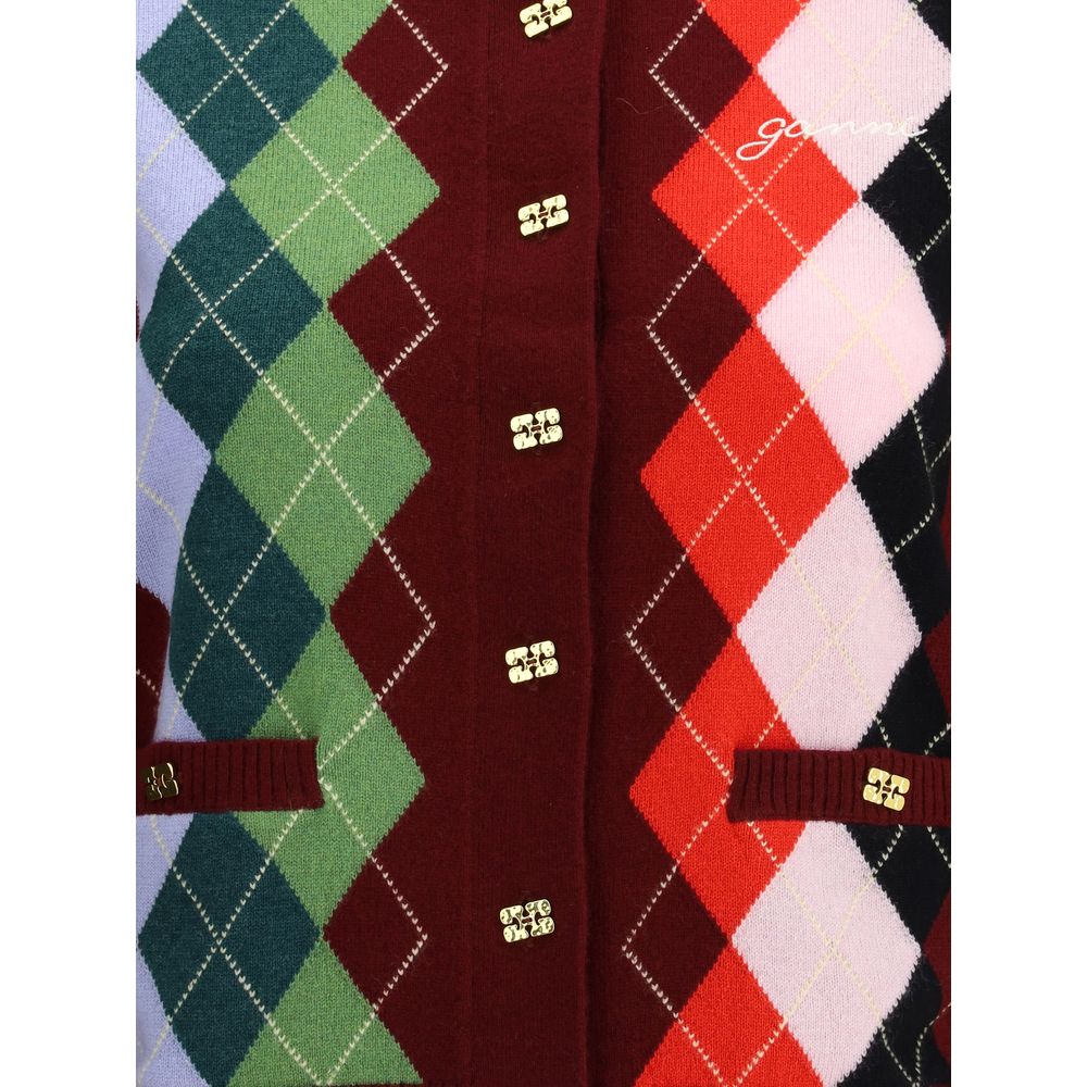 Ganni Karo-Strickjacke