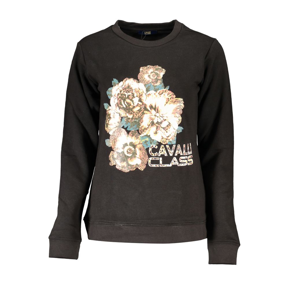 Cavalli Class schwarzer Baumwollpullover für Damen