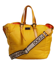 Sac cabas Dolce &amp; Gabbana en nylon jaune orange avec logo et plaque bandoulière