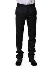 Pantalon habillé rayé en laine noire Dolce &amp; Gabbana