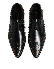 Chaussures habillées Derby en cuir noir cloutées Dolce &amp; Gabbana
