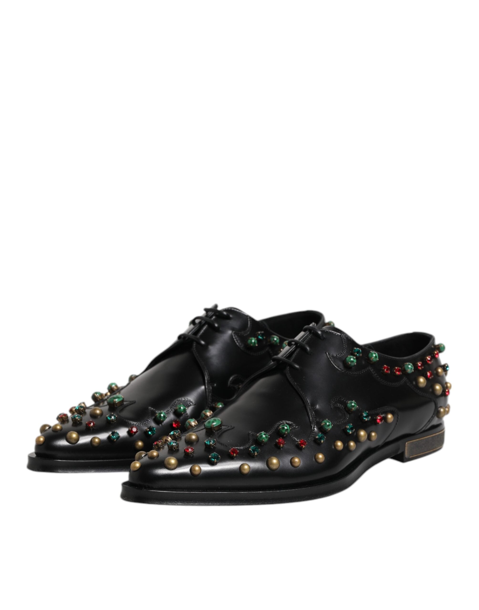 Chaussures habillées Derby en cuir noir cloutées Dolce &amp; Gabbana
