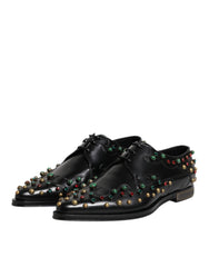 Chaussures habillées Derby en cuir noir cloutées Dolce &amp; Gabbana