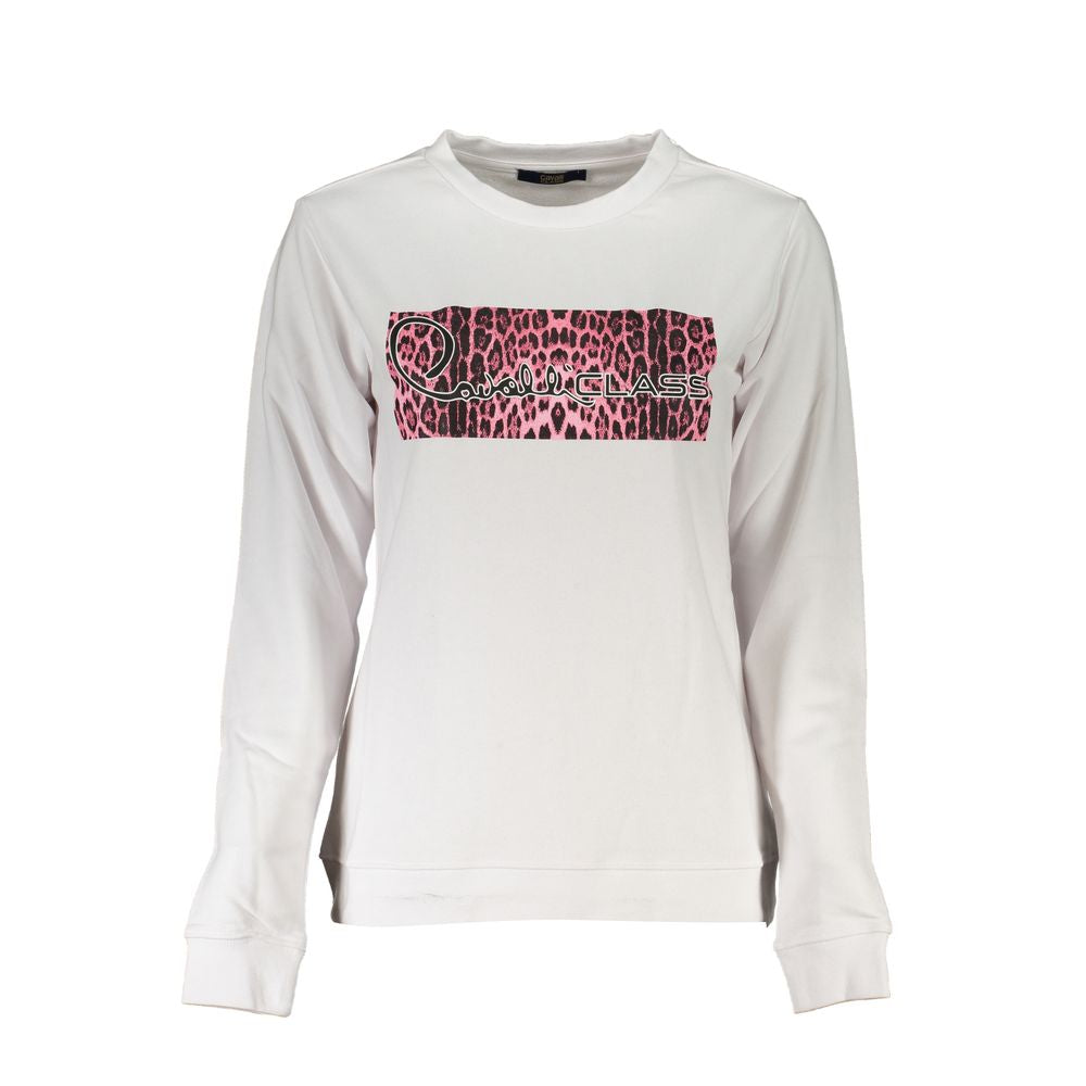 Cavalli Class Weißer Baumwollpullover für Damen