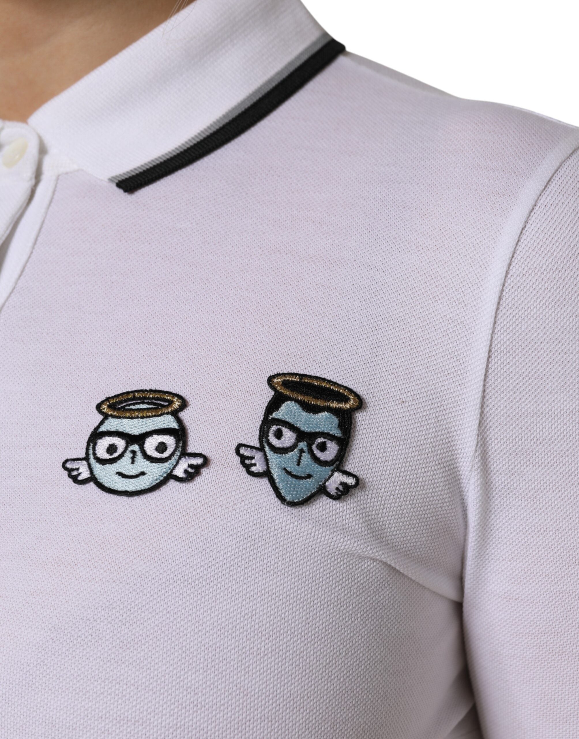 Polo Dolce &amp; Gabbana blanc en coton à manches courtes et col