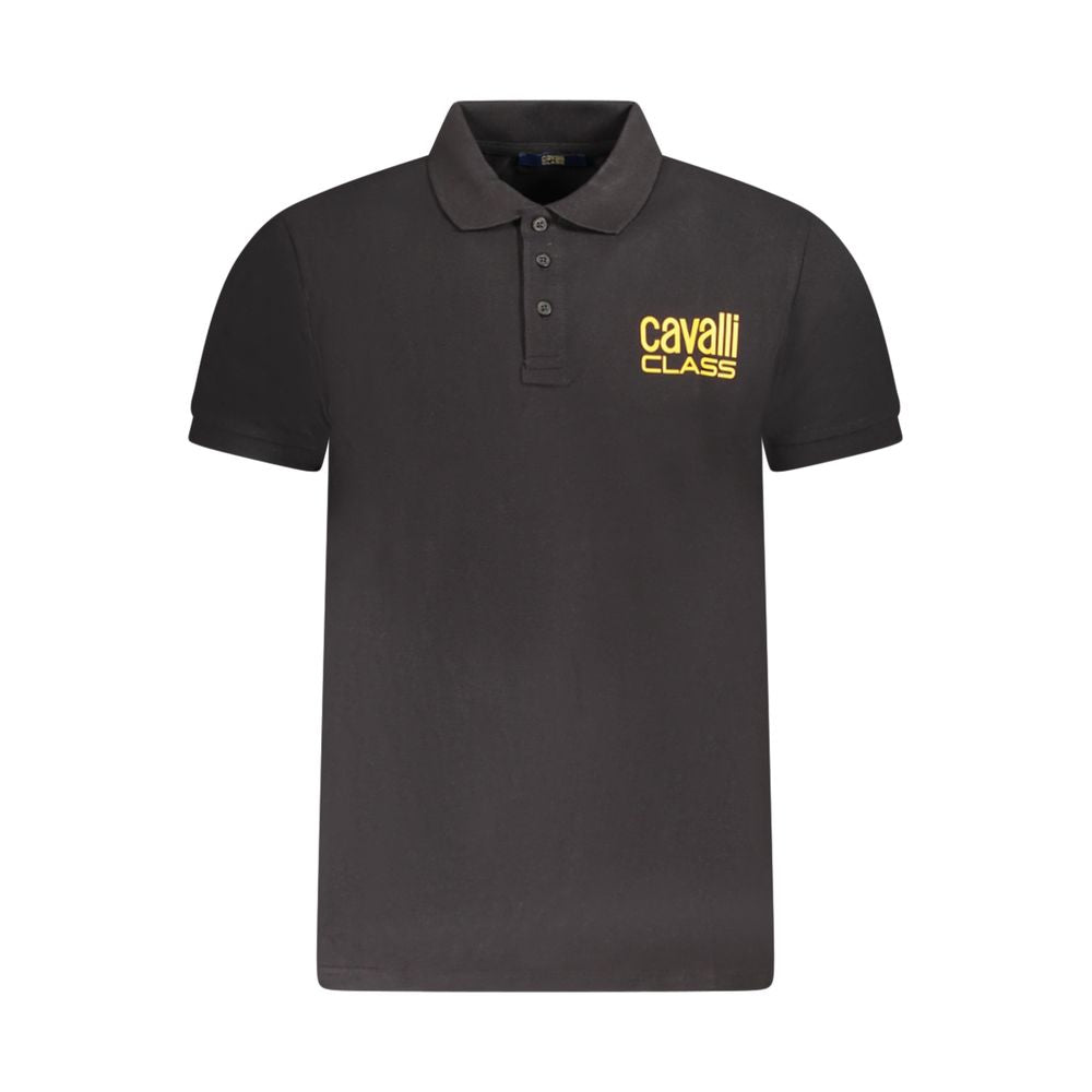 Cavalli Class Schwarzes Baumwoll-Poloshirt für Herren