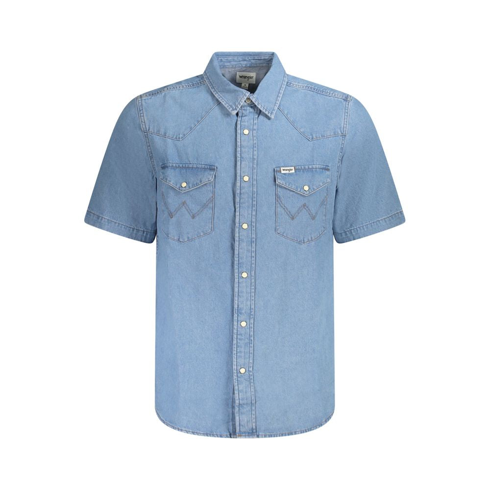Chemise homme Wrangler bleu clair en coton