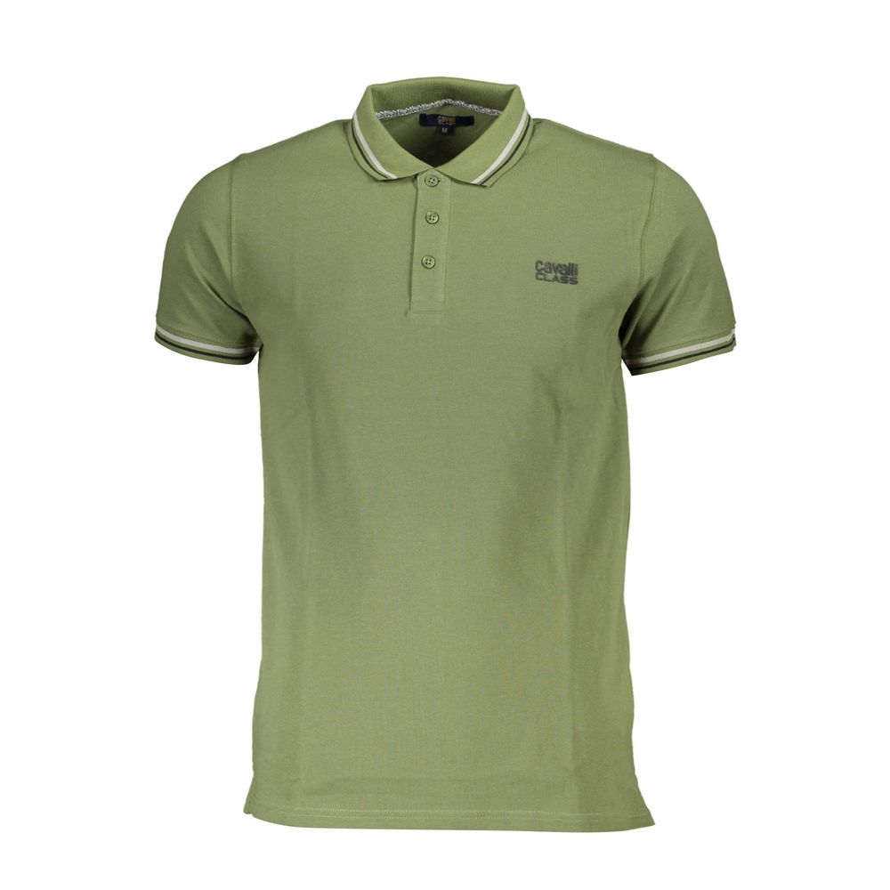 Cavalli Class grünes Baumwoll-Poloshirt für Herren