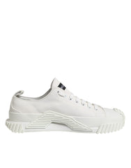 Dolce & Gabbana White Logo Print Lace Up Low Top Sneakers Shoes