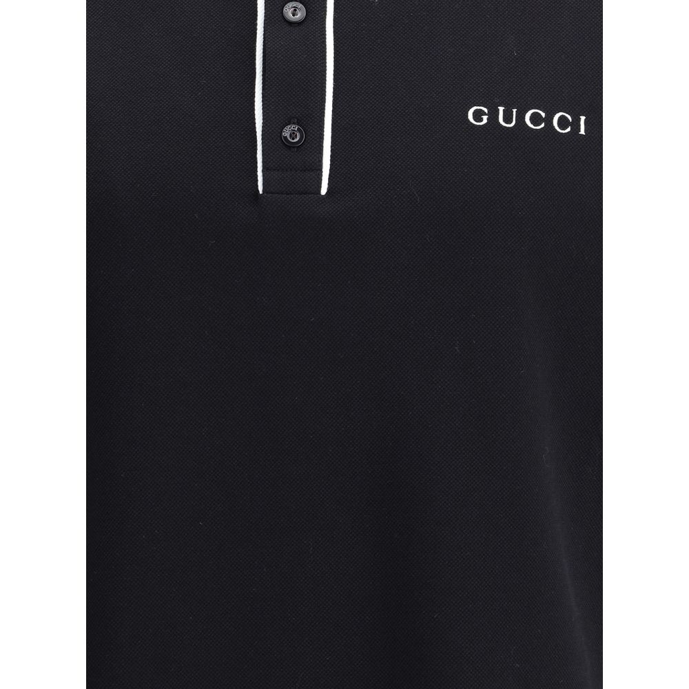 Schwarzes Baumwoll-Polohemd von Gucci