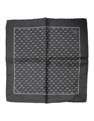 Foulard carré en soie à imprimé poisson noir Dolce &amp; Gabbana pour homme
