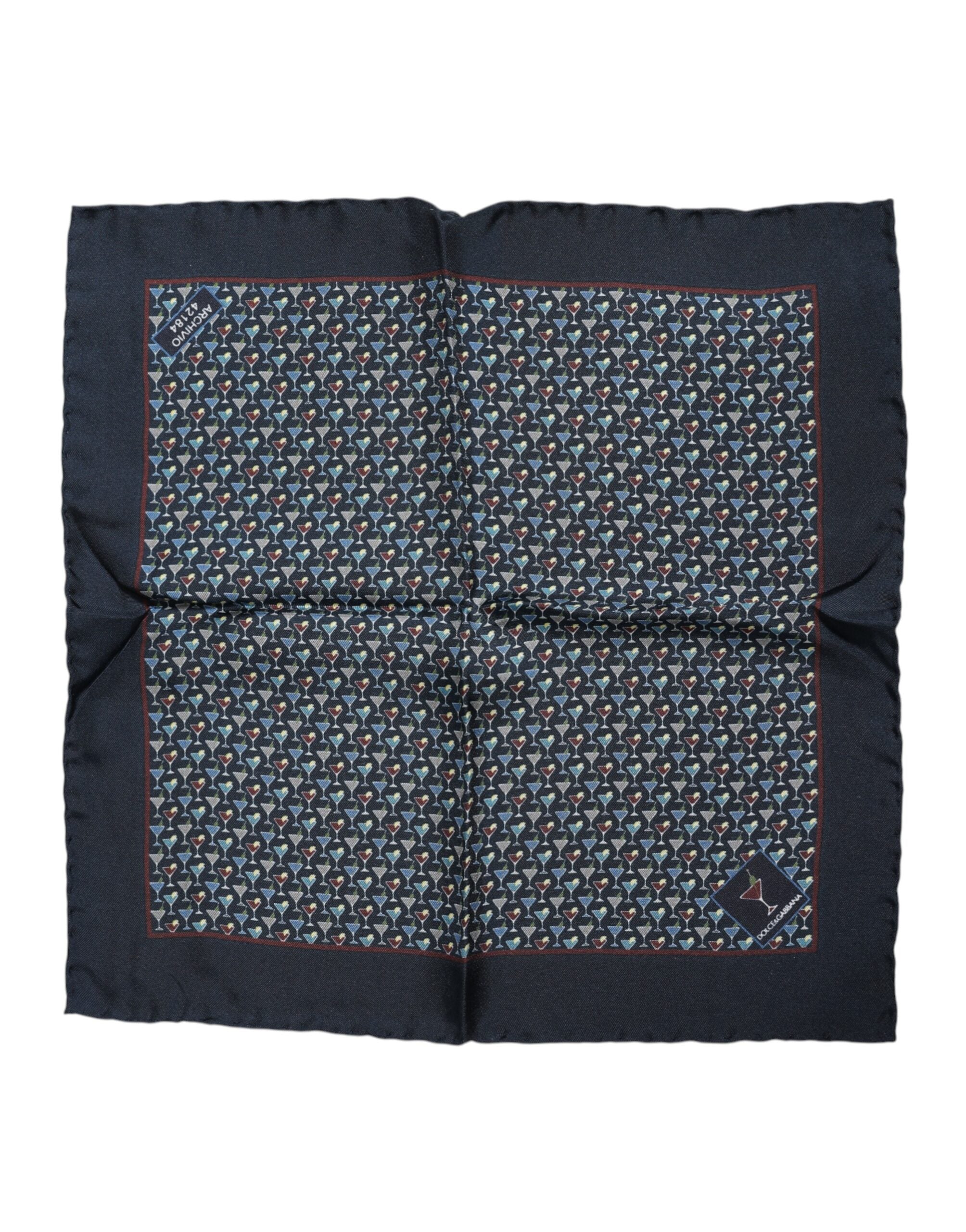 Dolce &amp; Gabbana blauer Cocktail-Seidenschal, quadratisch, Foulard