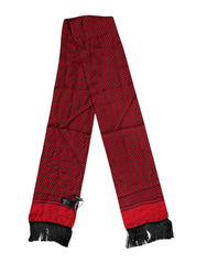Dolce & Gabbana Red Dotted Silk Fringes Men Foulard Scarf