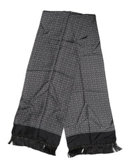 Dolce & Gabbana Black Patterned Fringes Men Foulard Scarf