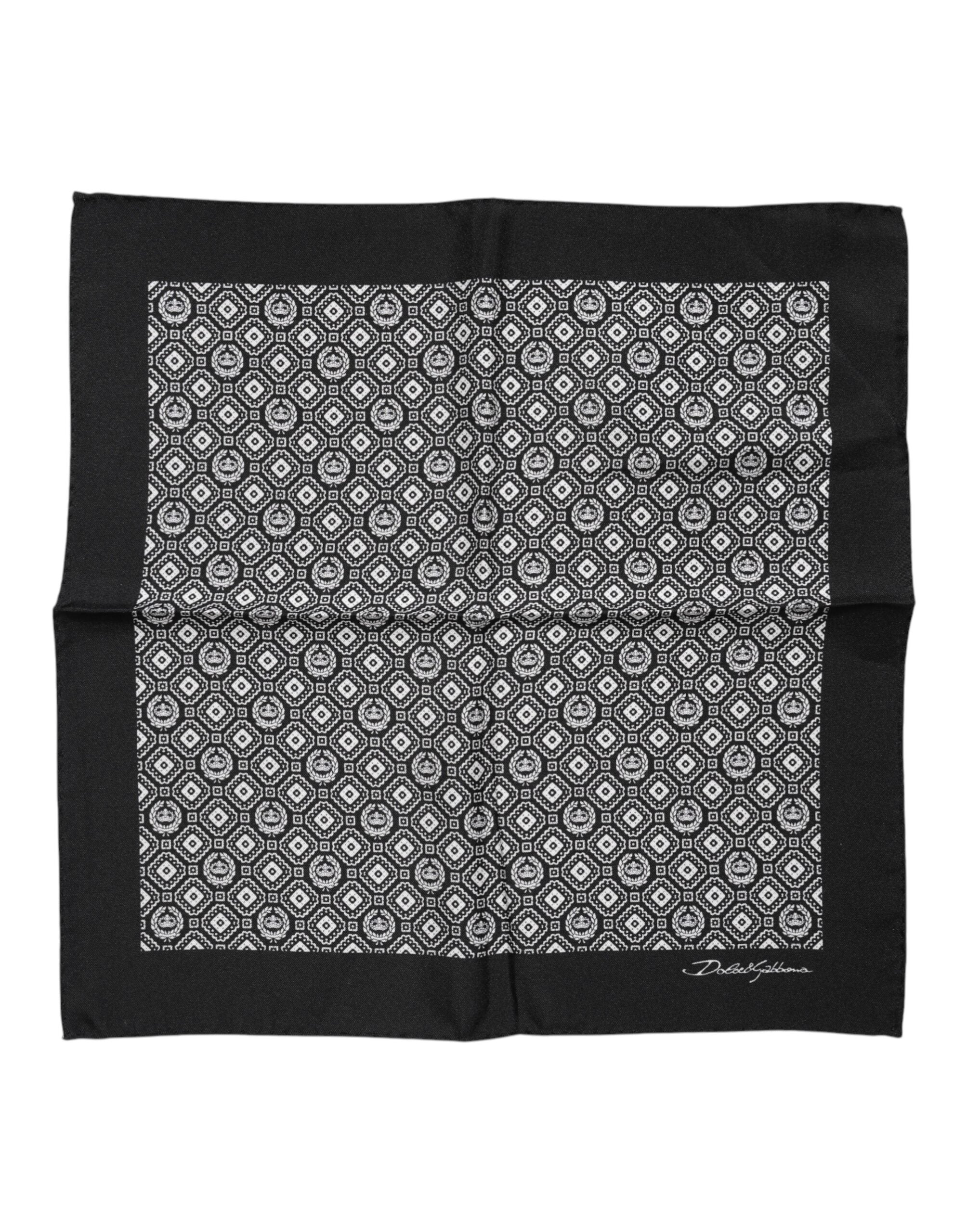 Dolce &amp; Gabbana Schwarz-Weiß gemusterter quadratischer Foulard-Schal