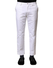 Pantalon droit en coton blanc Dolce &amp; Gabbana pour homme, logo Dolce &amp; Gabbana