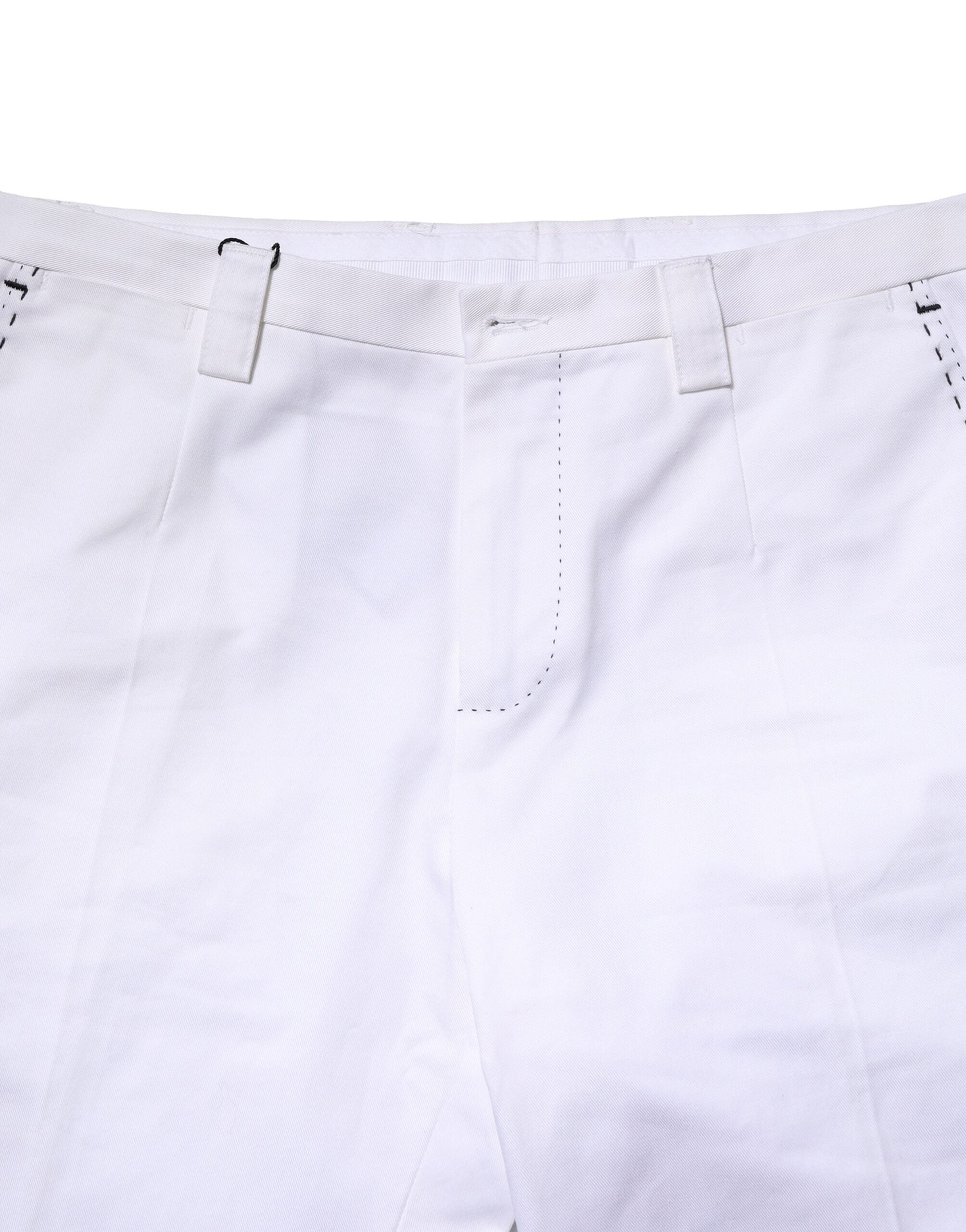 Pantalon droit en coton blanc Dolce &amp; Gabbana pour homme, logo Dolce &amp; Gabbana