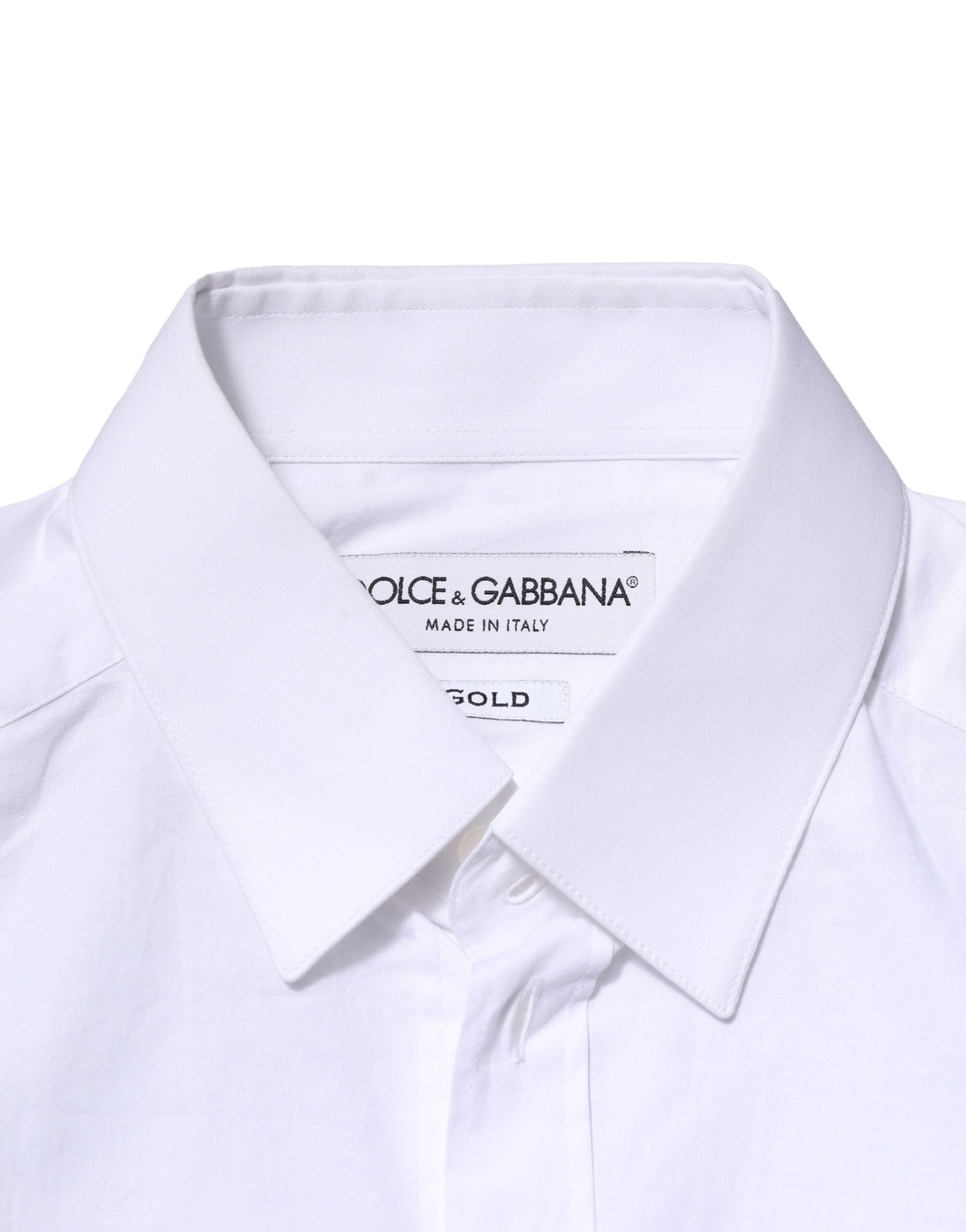 Chemise habillée Dolce &amp; Gabbana blanche en coton doré à manches longues