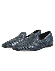 Dolce &amp; Gabbana blaue Slipper aus gewebtem Leder