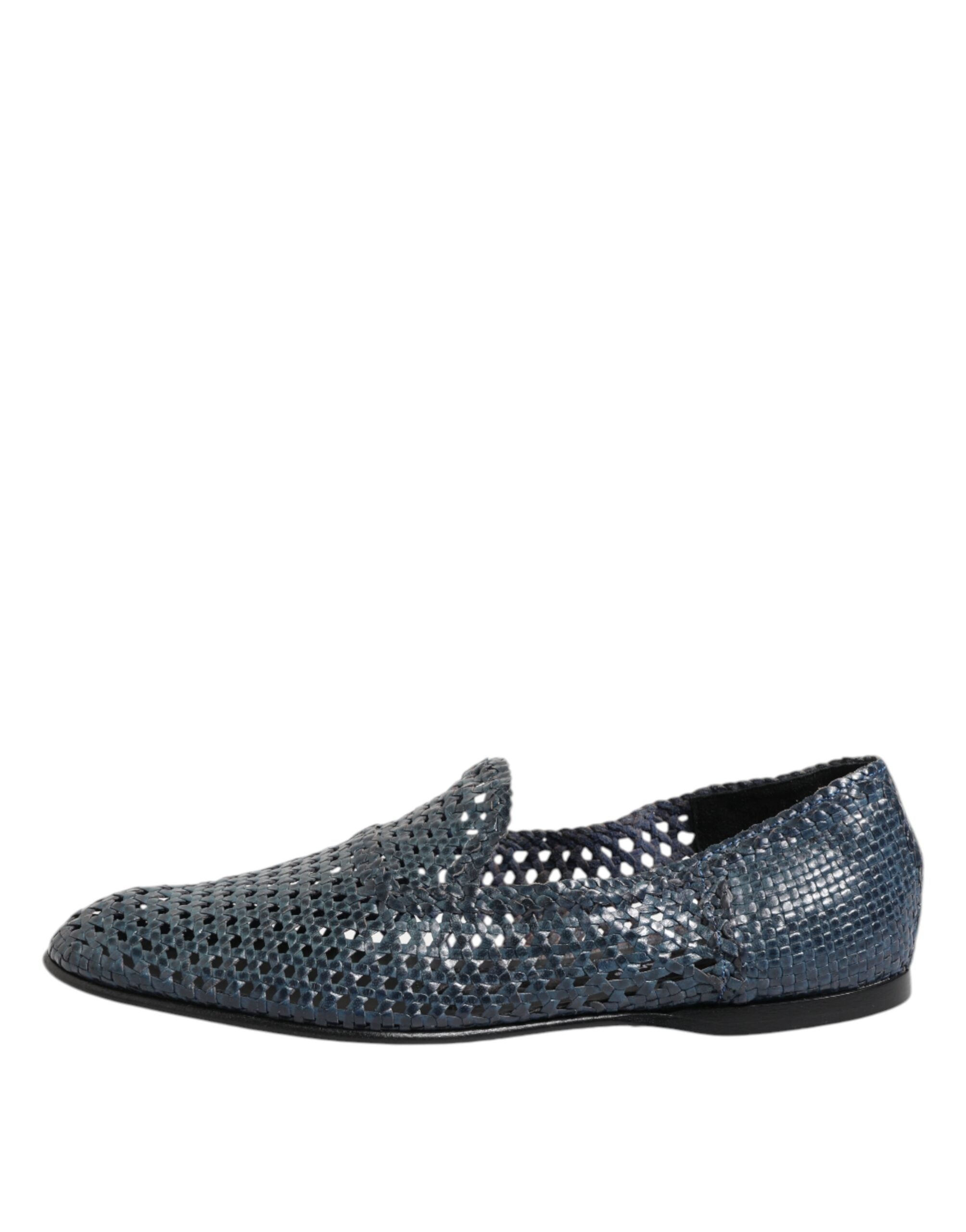 Dolce &amp; Gabbana blaue Slipper aus gewebtem Leder