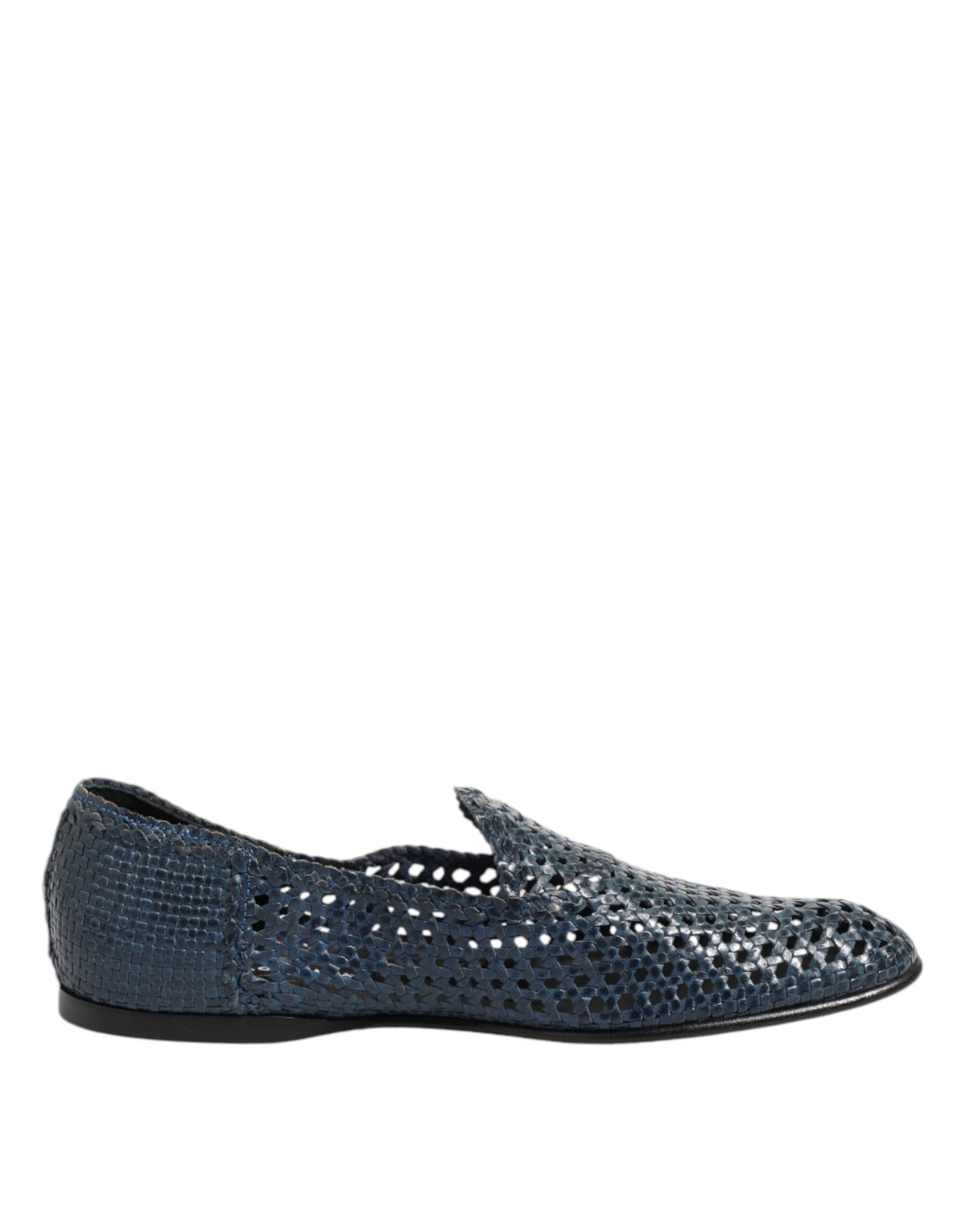 Dolce &amp; Gabbana blaue Slipper aus gewebtem Leder