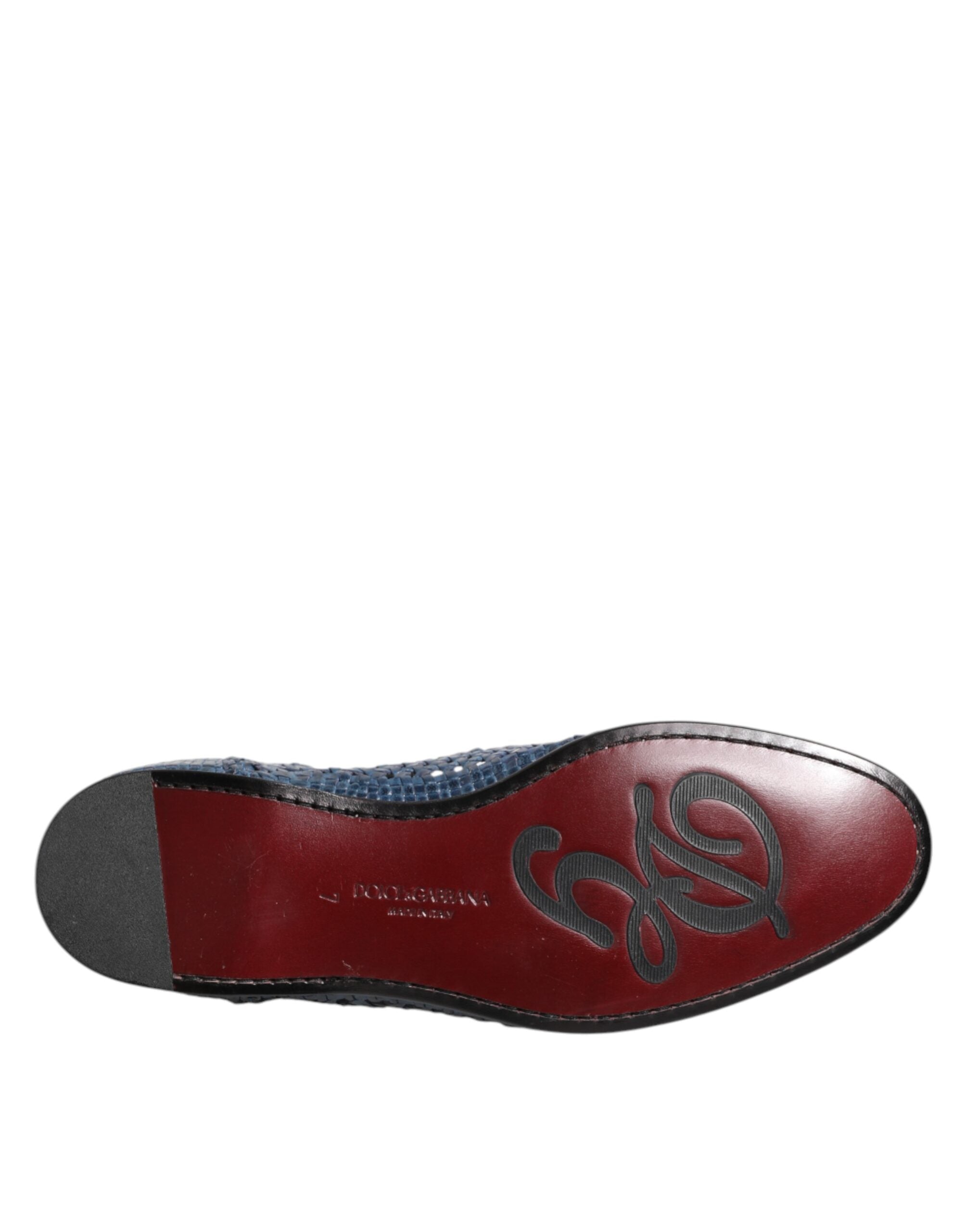 Dolce &amp; Gabbana blaue Slipper aus gewebtem Leder