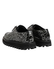 Dolce & Gabbana Black White Calfskin Chunky Derby Shoes