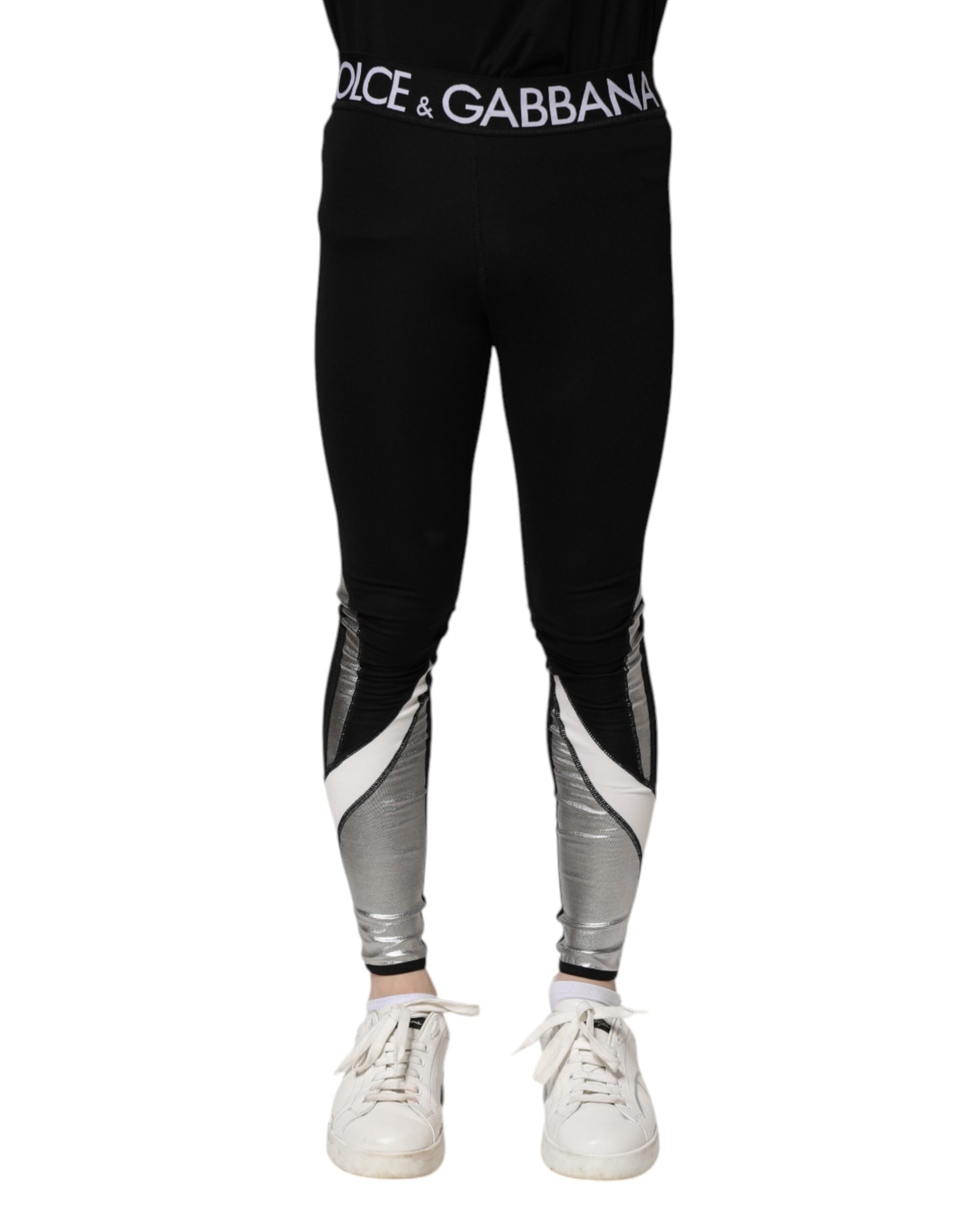 Leggings skinny pour homme Dolce &amp; Gabbana en nylon noir et argent