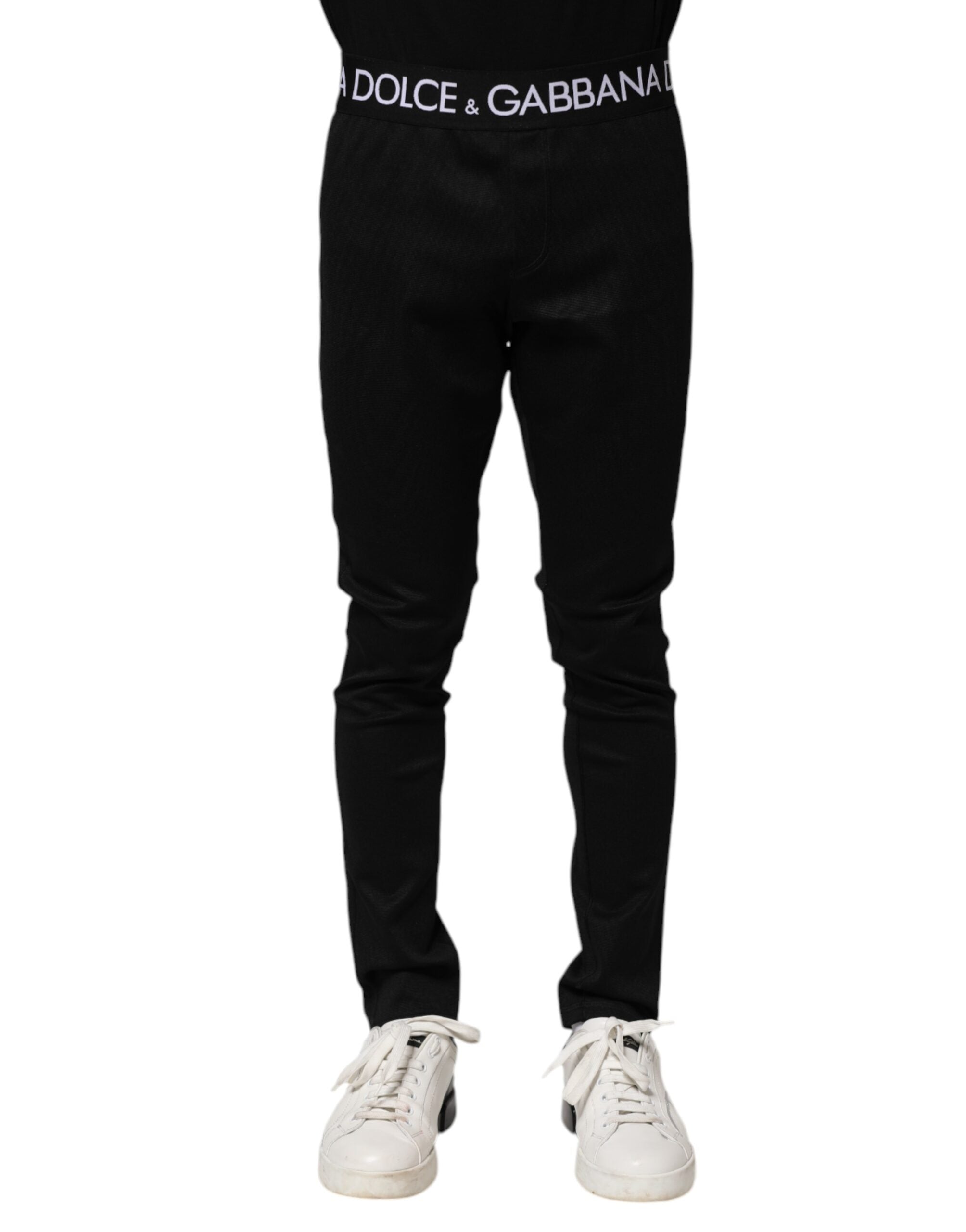 Pantalon de jogging skinny en nylon noir Dolce &amp; Gabbana pour homme