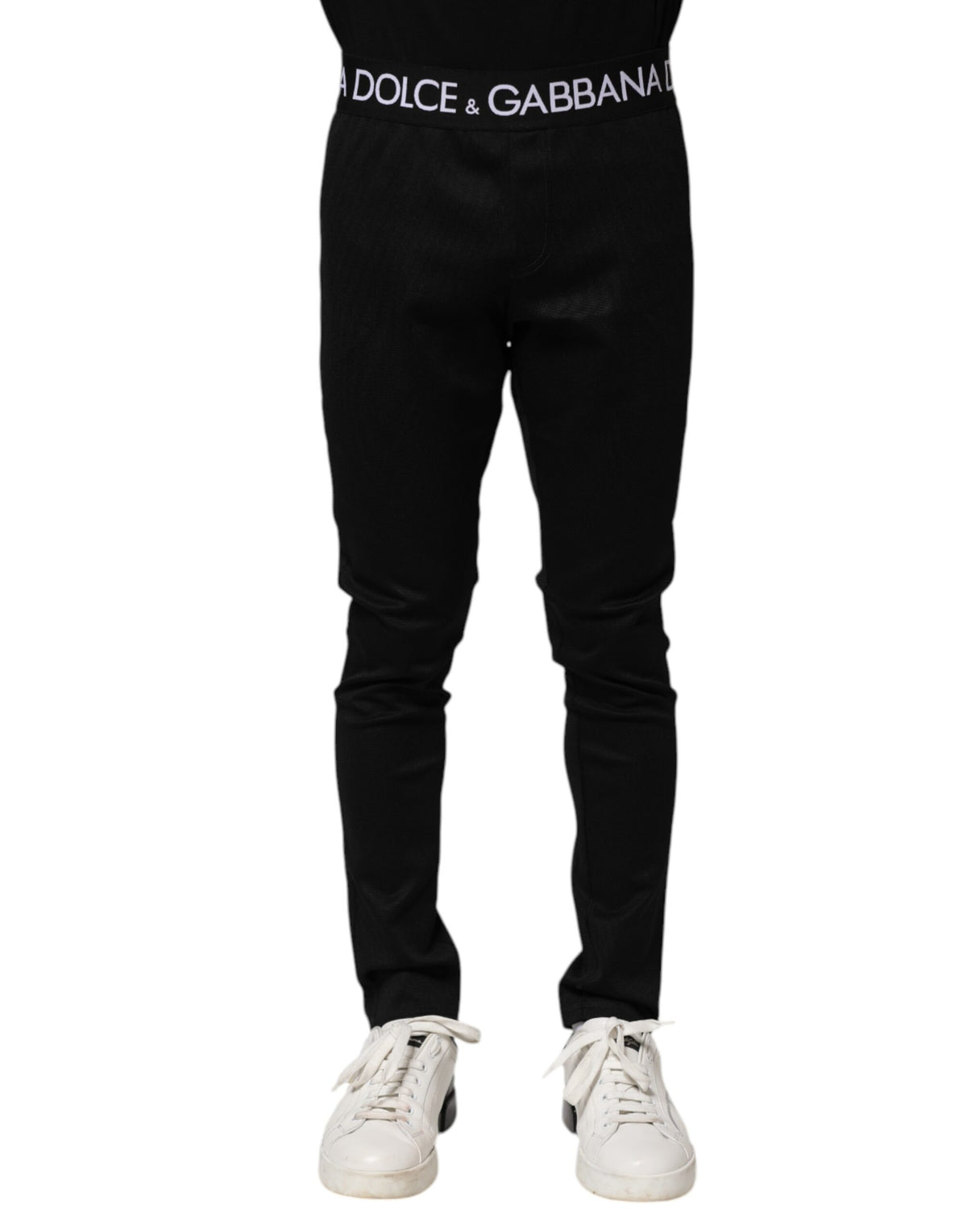 Pantalon de jogging skinny en nylon noir Dolce &amp; Gabbana pour homme