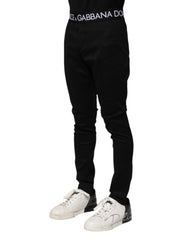 Pantalon de jogging skinny en nylon noir Dolce &amp; Gabbana pour homme